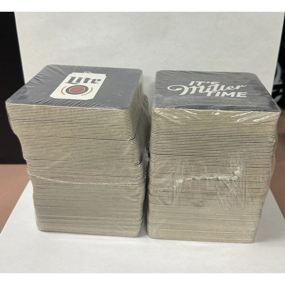 Miller Lite Square Coasters 2022 Wrapped 100 pc. Sleeve Lot of 2